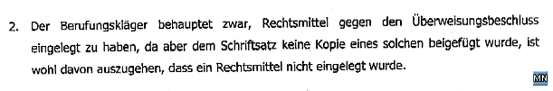 Faksimile aus dem Schreiben von Anwalt Pikl an das Oberlandesgericht Koblenz